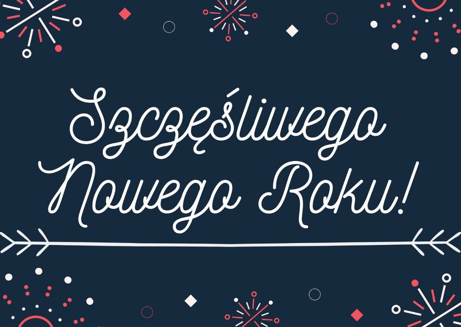 Granatowa kartka z napisem szczęśliwego nowego roku